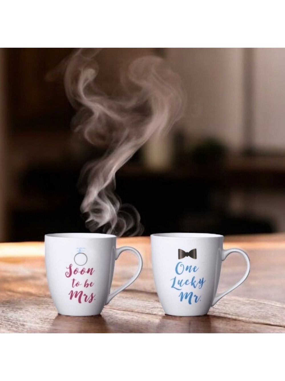 PFALTZGRAFF “SOON TO MRS” & “ONE LUCKY MR” MUG SET WEDDING ENGAGEMENT GIFT